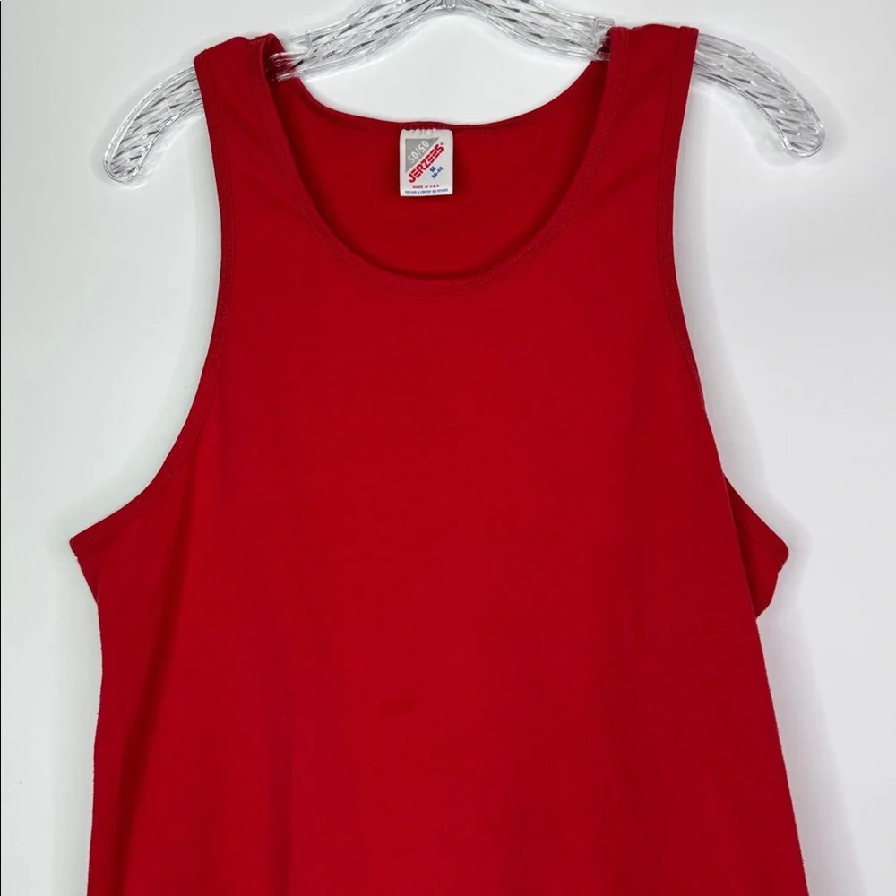 Vintage Jerzees Red Cotton Tank Top Size Medium